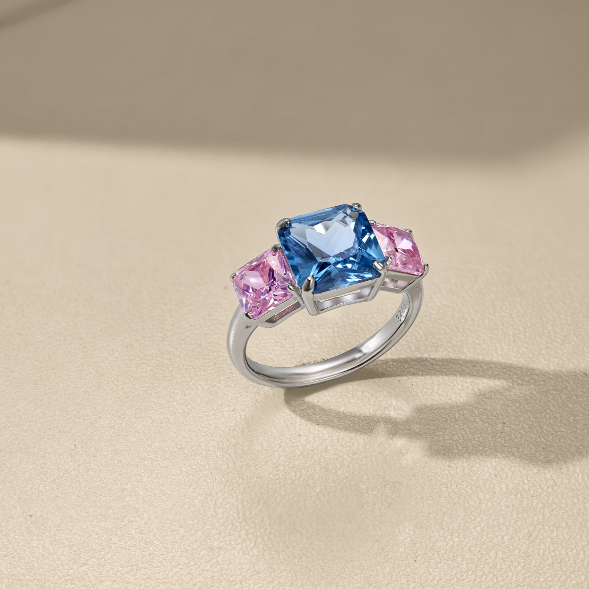 Tri-Color Radiant Gemstone Ring