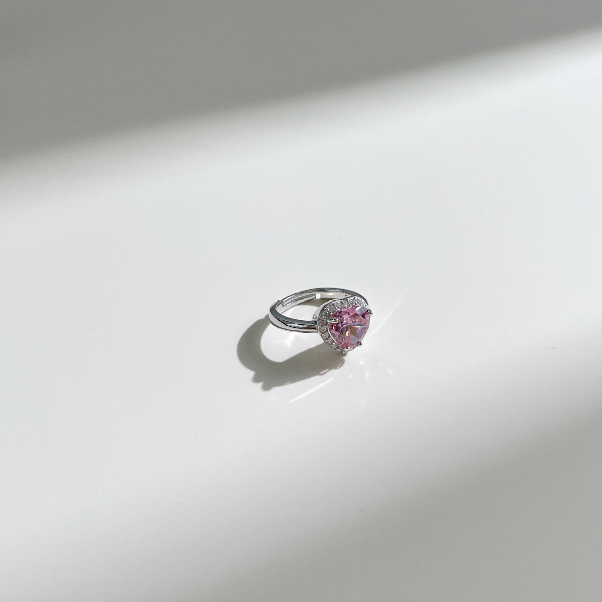 Heart-Shaped Pink Stone Ring