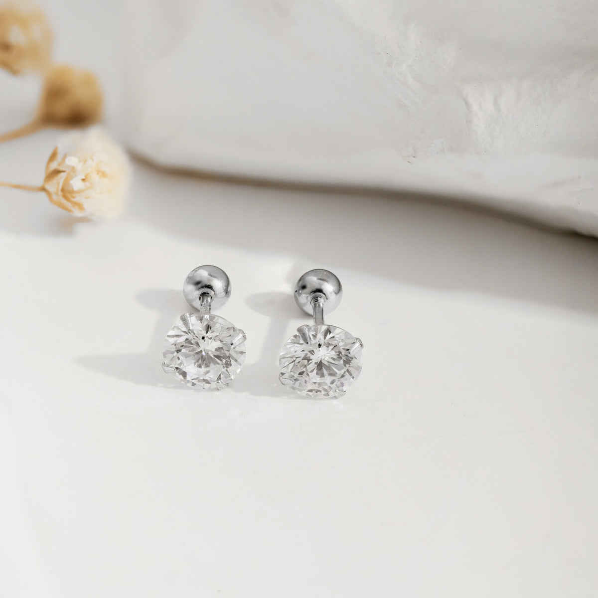 Crystal Stud Earrings with Interchangeable Backs 6mm