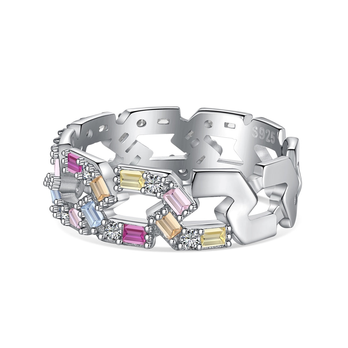 Geometric Multi-Color Gemstone Band