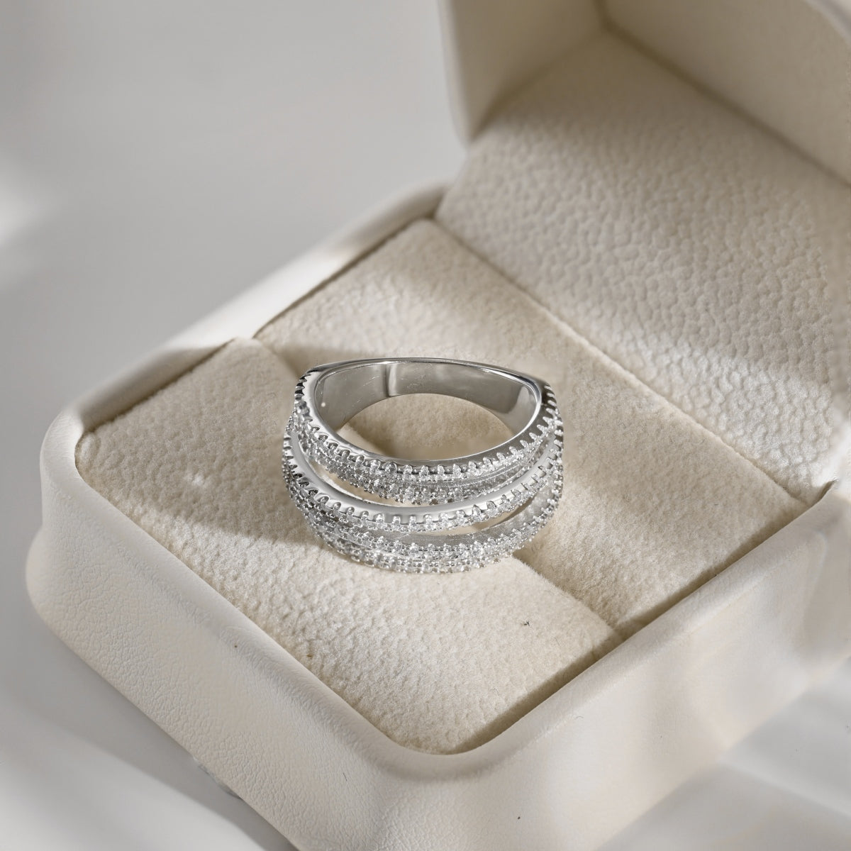 Triple Row Silver Band Ring