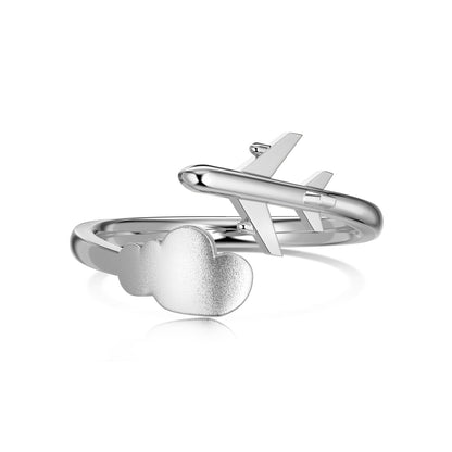 Silver-Tone Airplane Adjustable Ring