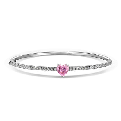 Pink Heart Bangle Bracelet