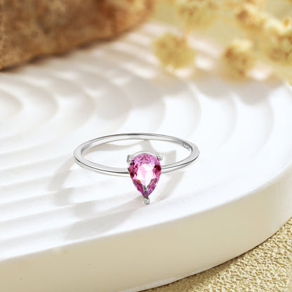 Pink Teardrop Gemstone Ring