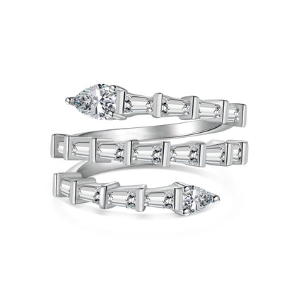 Silver Baguette-Cut Statement Ring