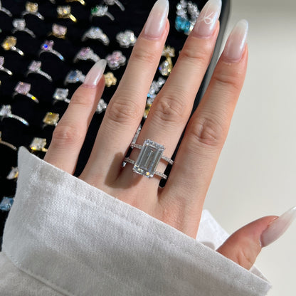 Emerald Cut Silver Statement Ring