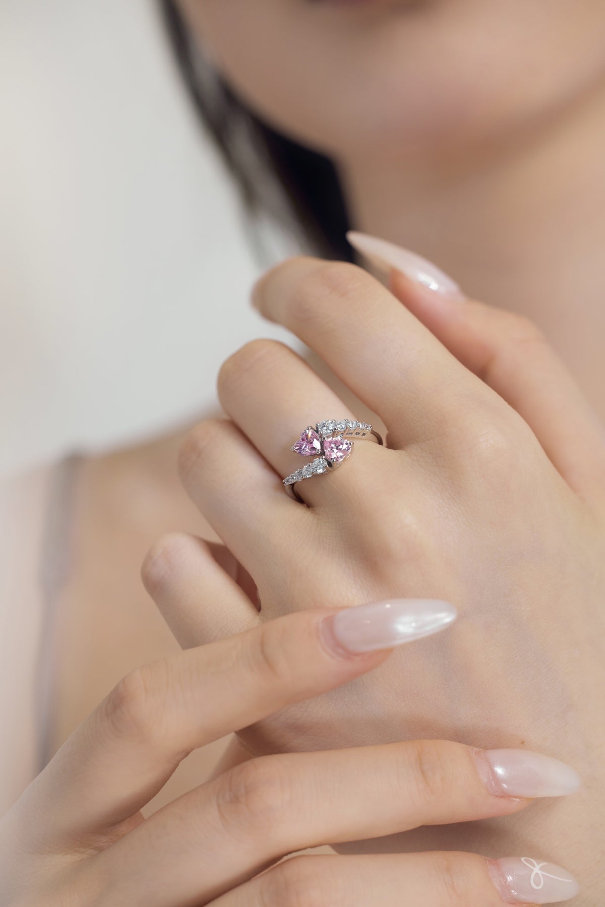 Pink Heart-shaped Gemstone Ring