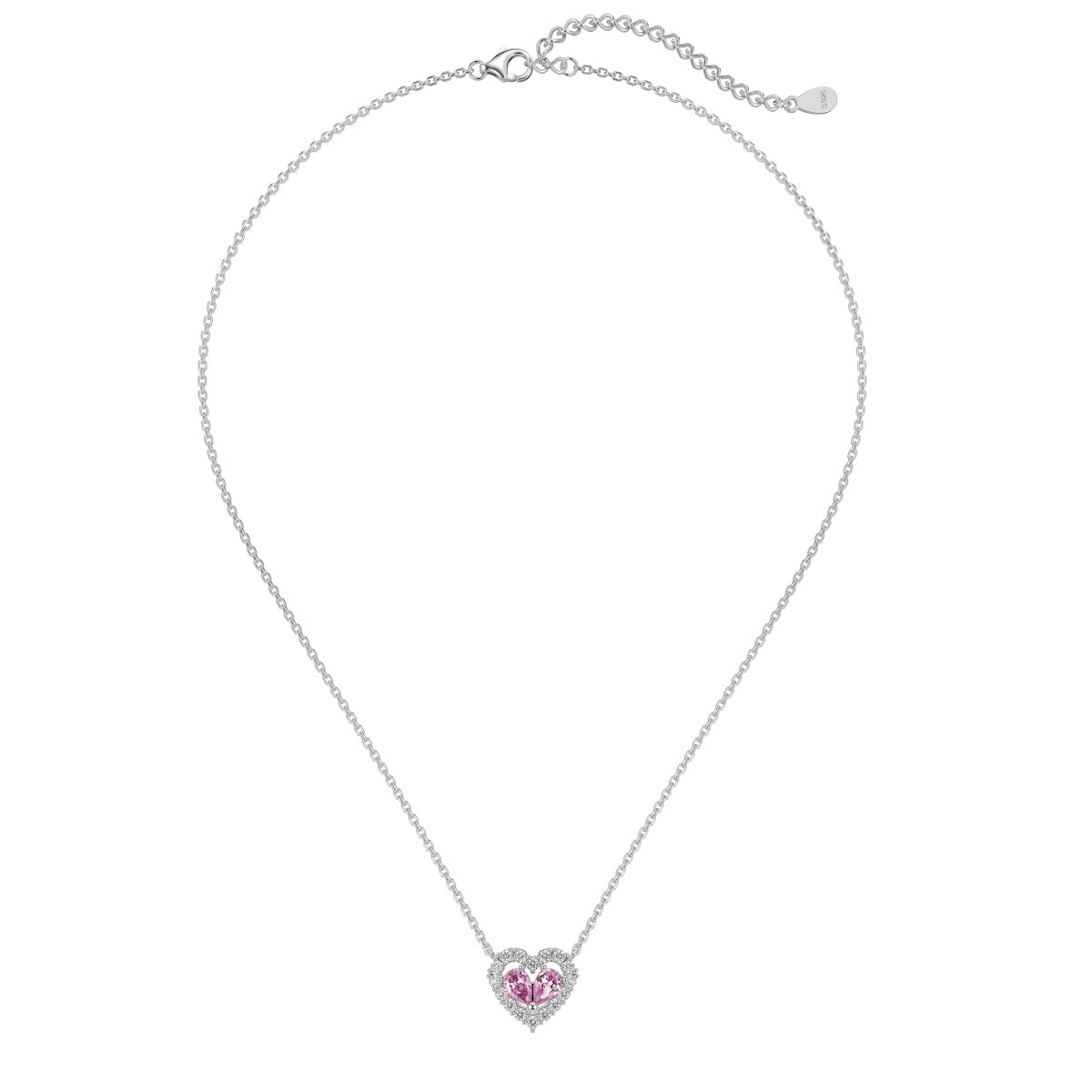 Pink Heart-Shaped Gemstone Pendant Jewelry Set