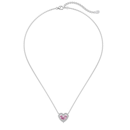 Pink Heart-Shaped Gemstone Pendant Jewelry Set