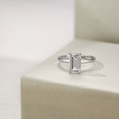 Emerald Cut Silver Ring