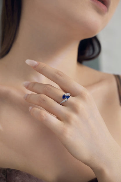 Blue Heart-shaped Gemstone Ring