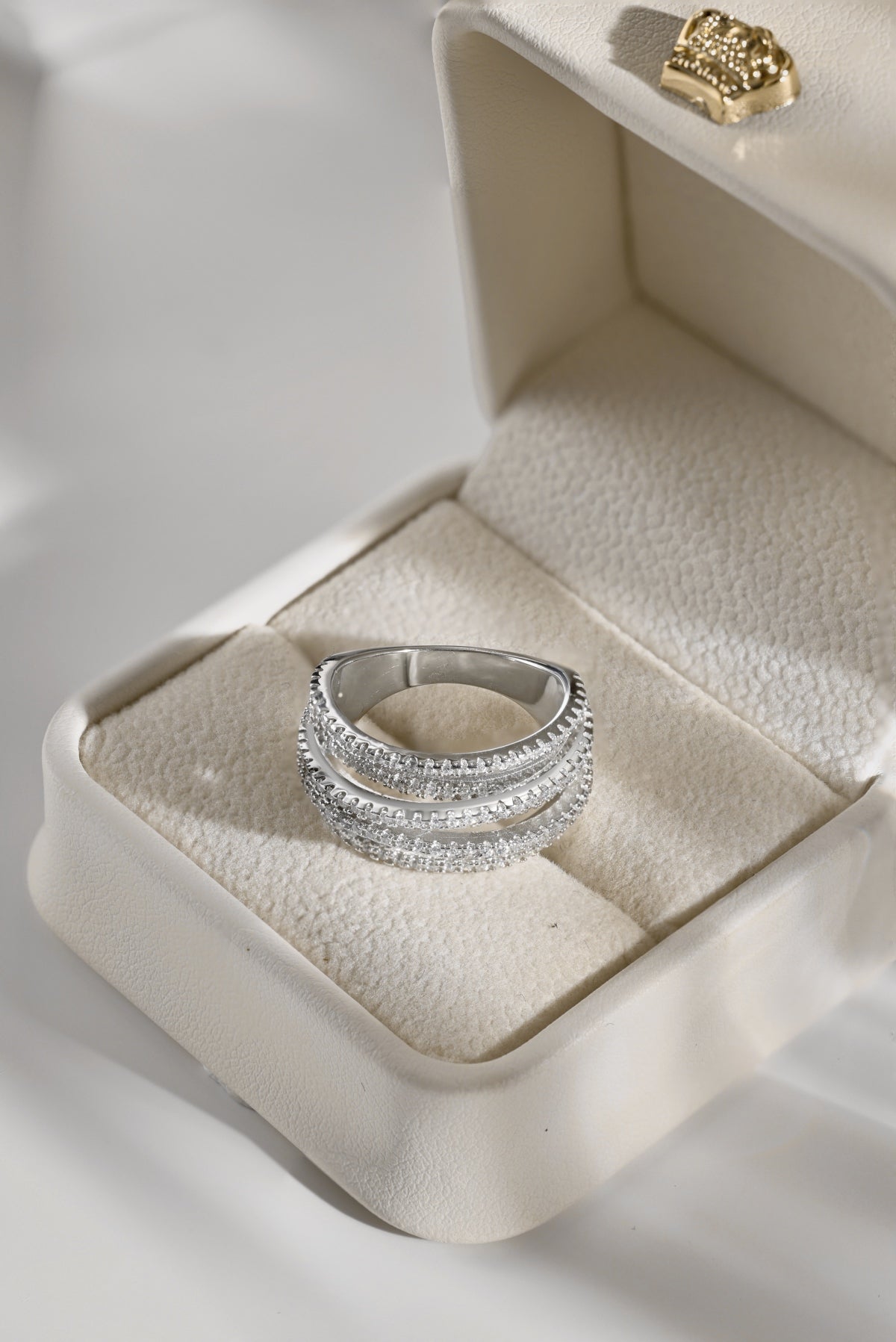 Triple Row Silver Band Ring