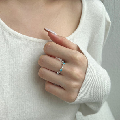 Blue Clover Eternity Ring