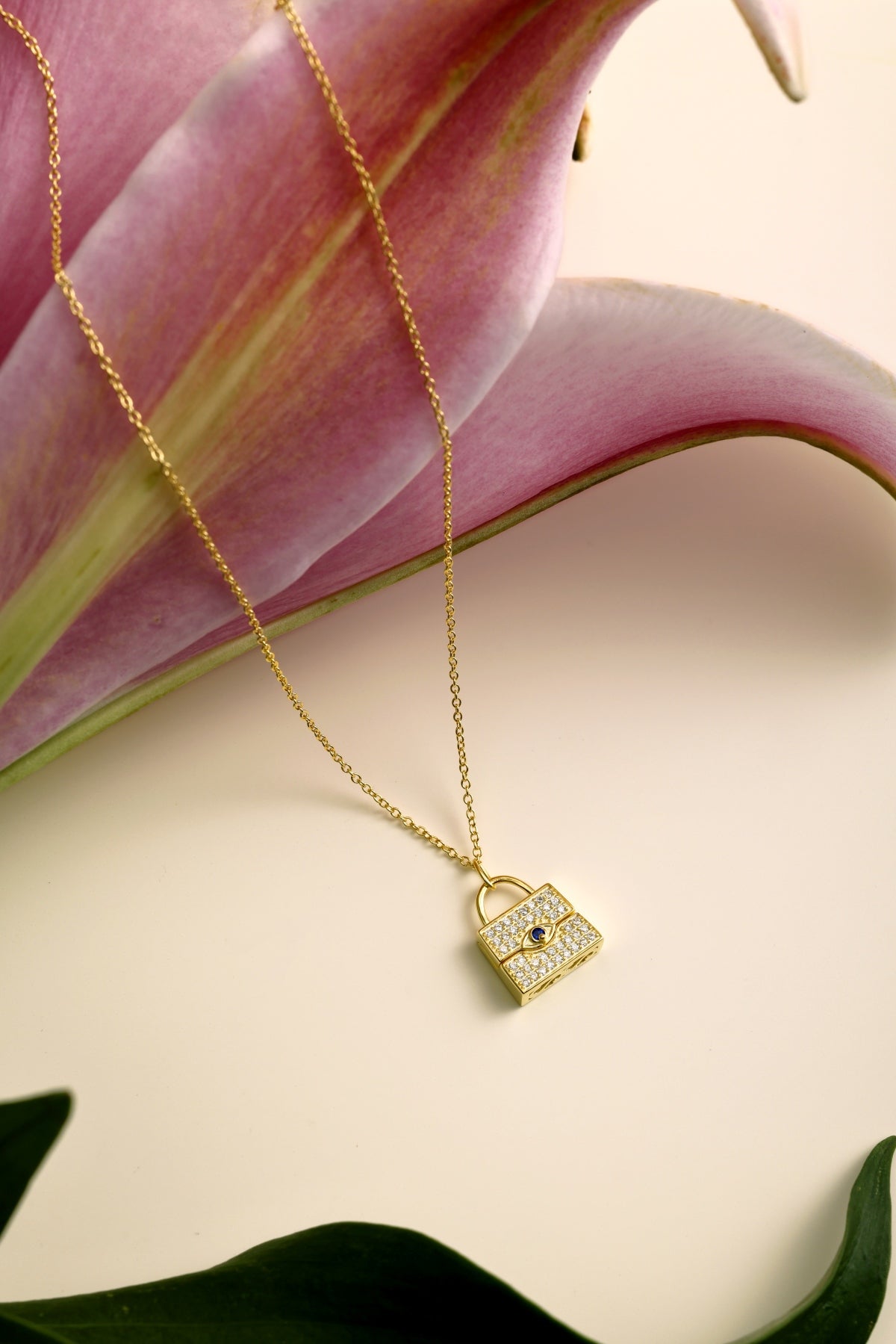 Golden Lock gemstone Necklace