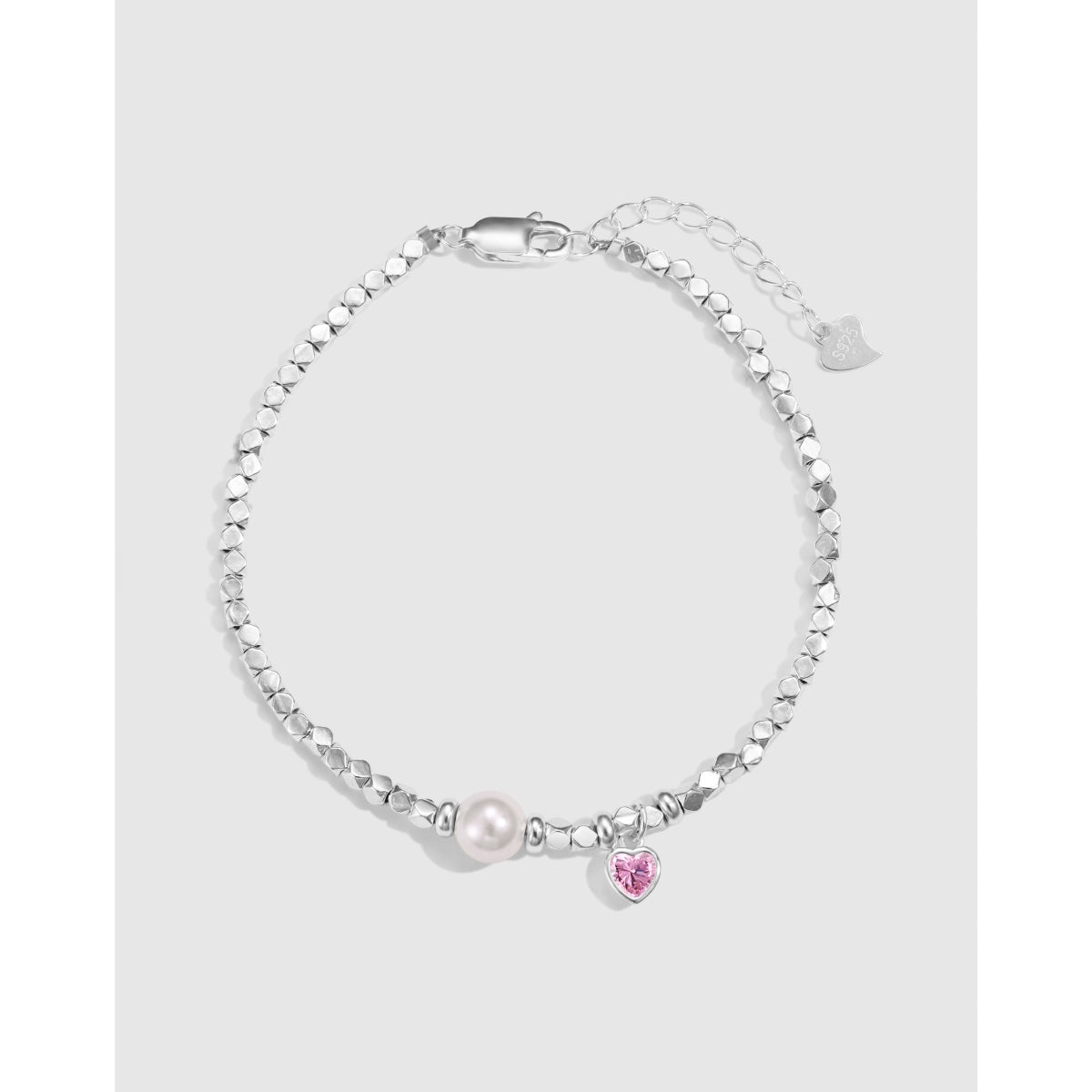 Pearl Heart Charm Bracelet