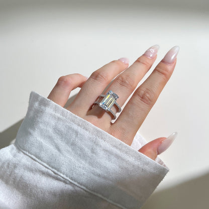 Emerald Cut Silver Statement Ring