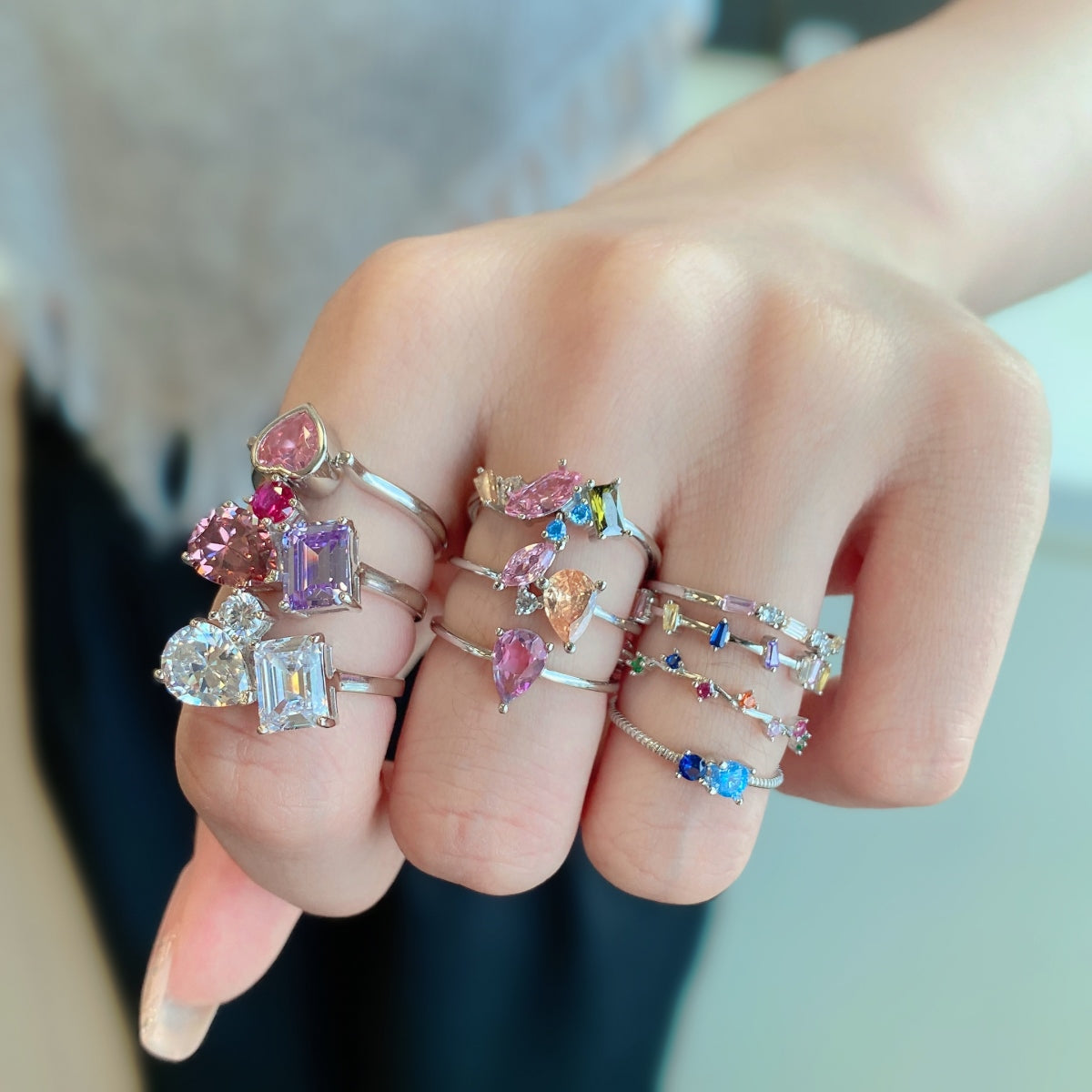 Pink Teardrop Gemstone Ring