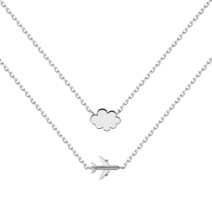 Silver Airplane & Cloud Necklace