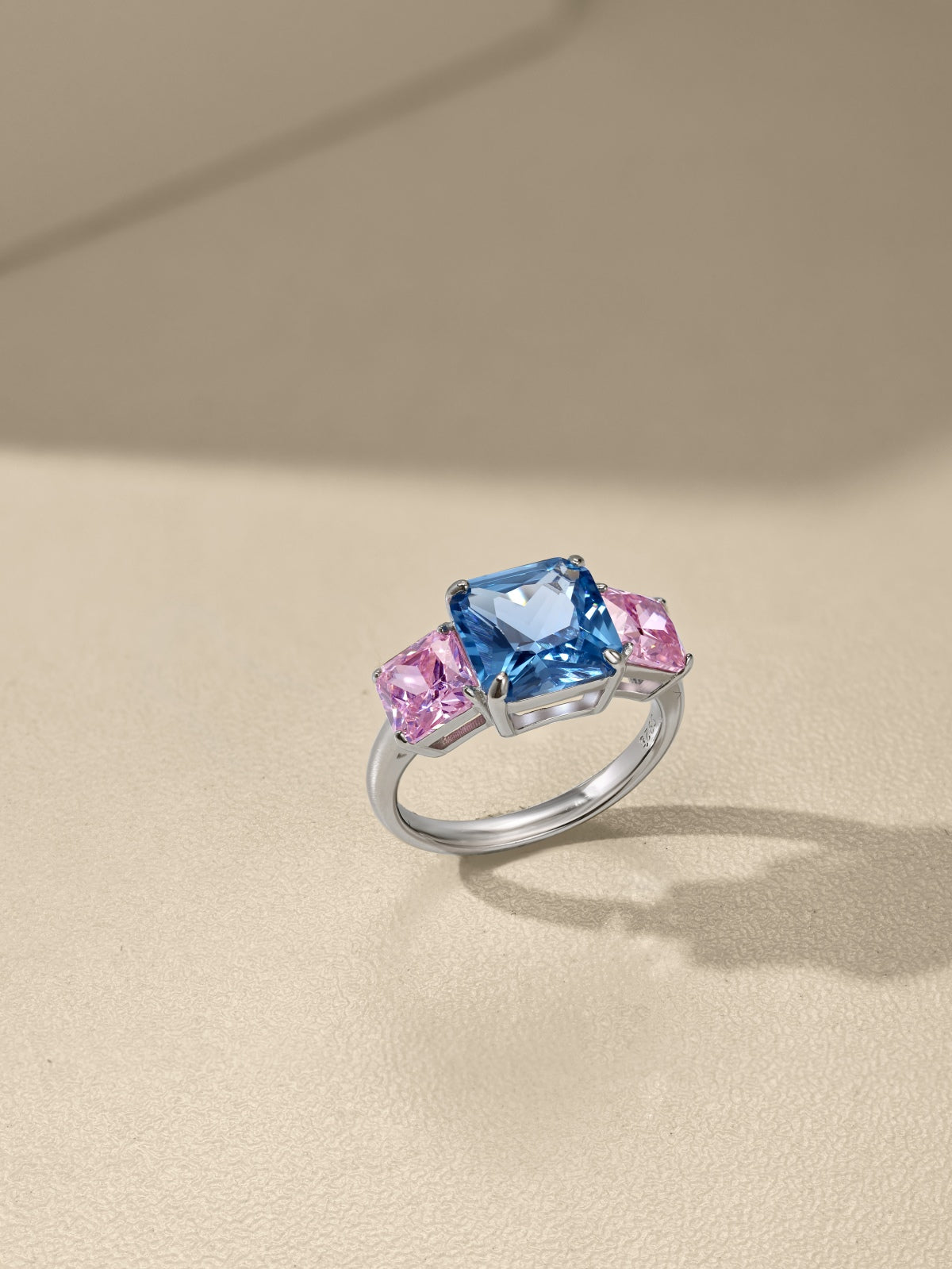 Tri-Color Radiant Gemstone Ring