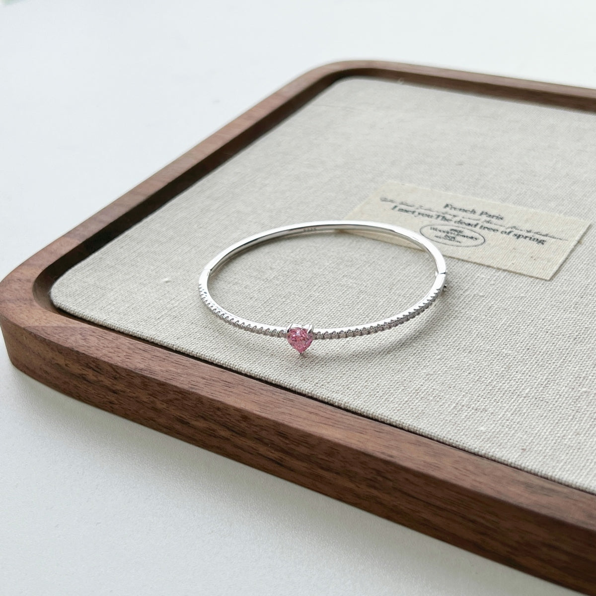 Pink Heart Bangle Bracelet