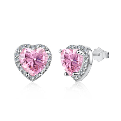 Pink Heart-Shaped Stud Earrings