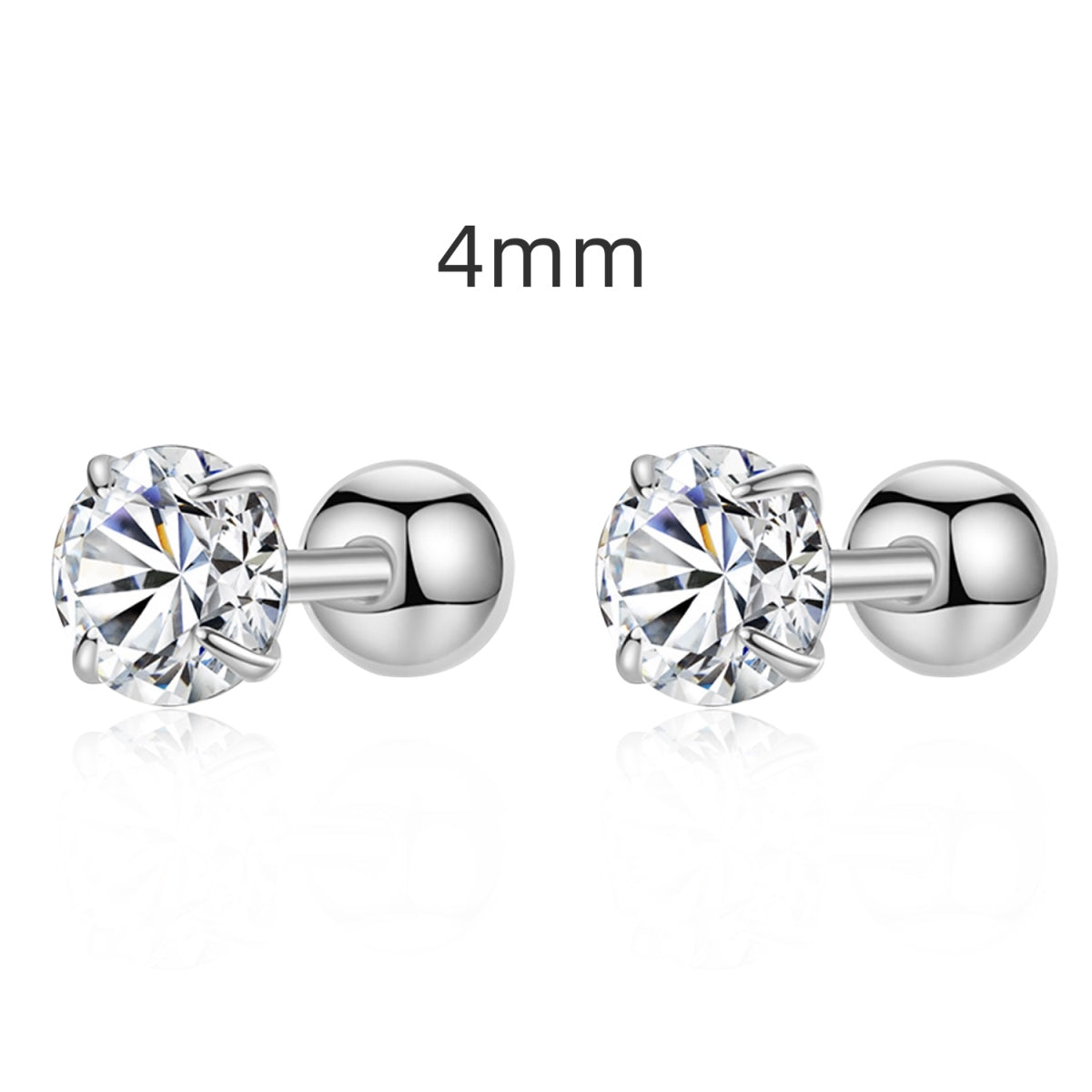 Crystal Stud Earrings with Interchangeable Backs 4mm