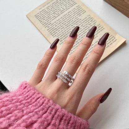 Silver Baguette-Cut Statement Ring