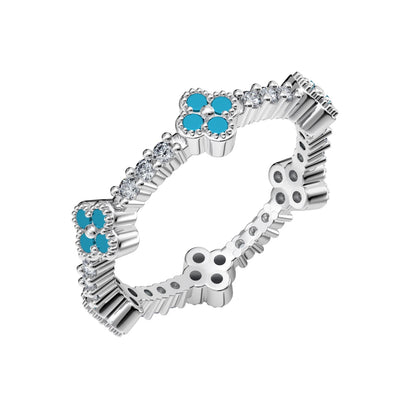 Blue Clover Eternity Ring