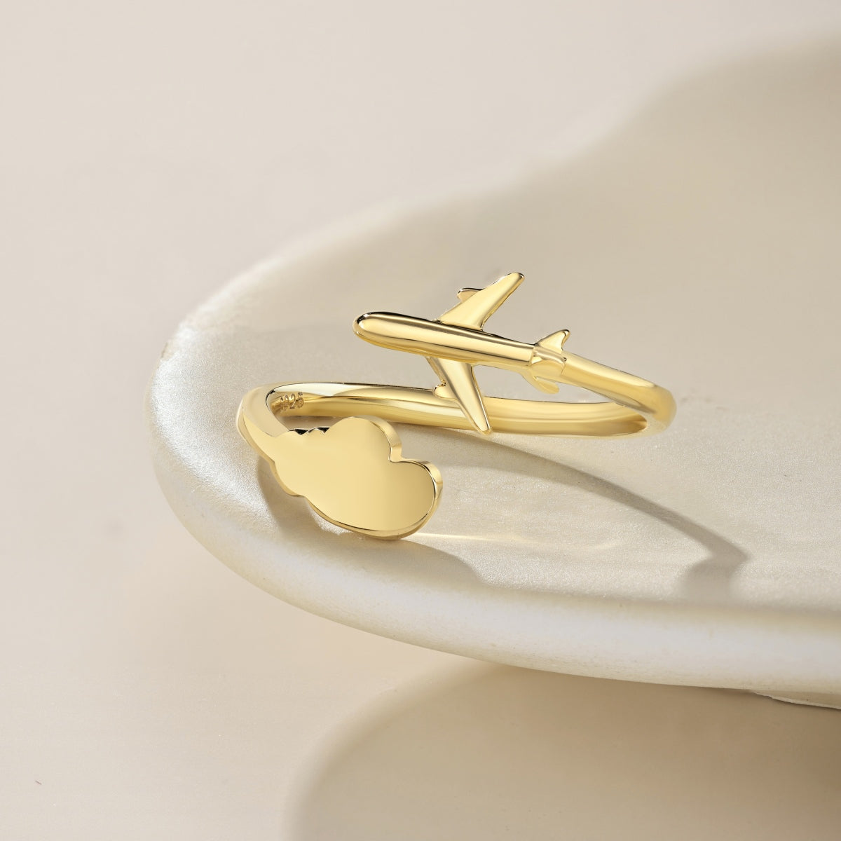 Gold-Tone Airplane Adjustable Ring