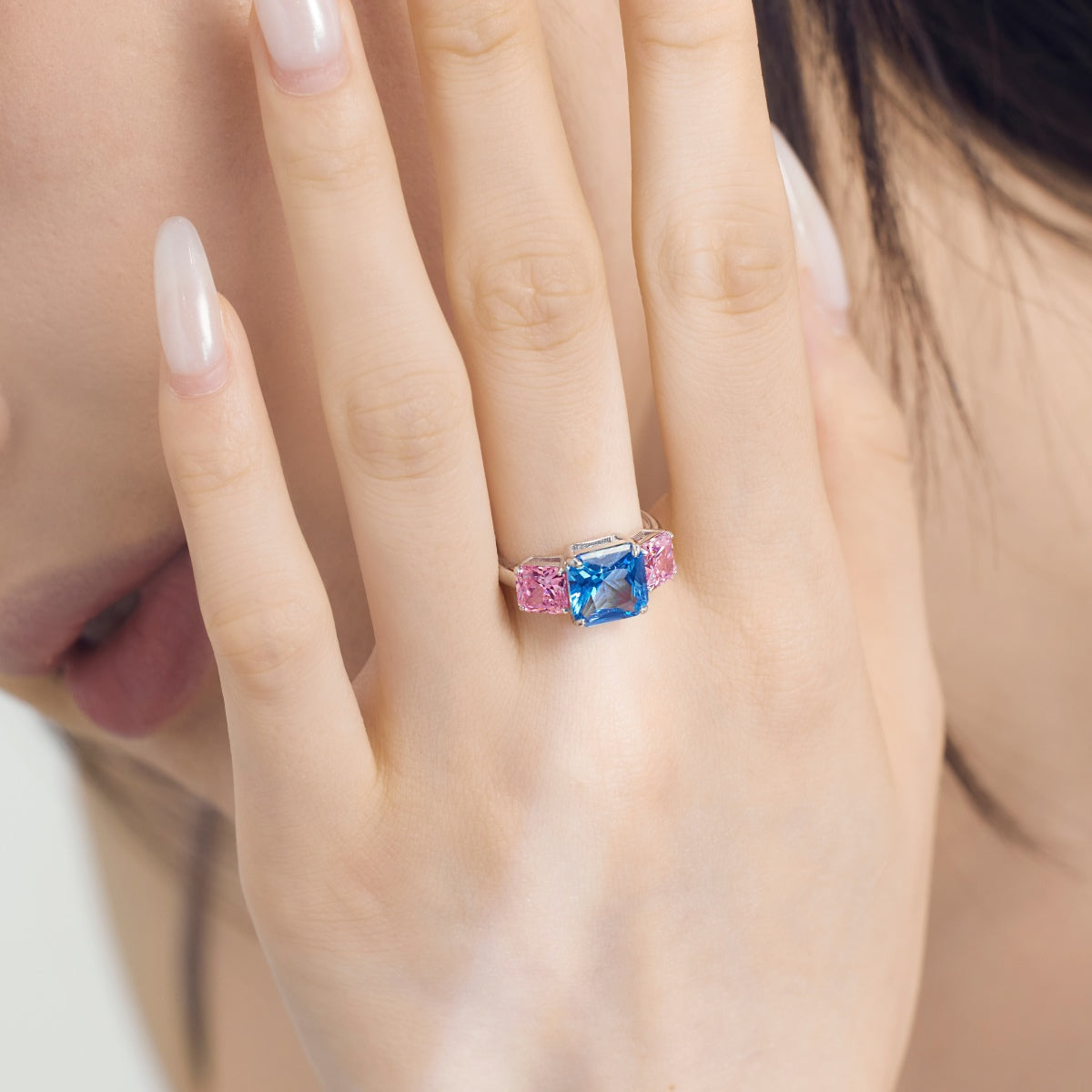 Tri-Color Radiant Gemstone Ring