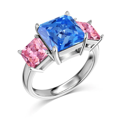 Tri-Color Radiant Gemstone Ring