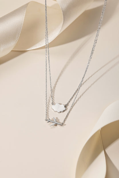 Silver Airplane & Cloud Necklace