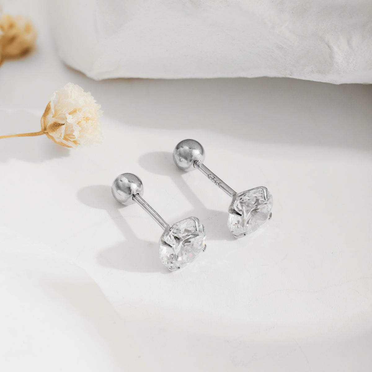 Crystal Stud Earrings with Interchangeable Backs 6mm