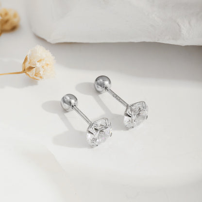 Crystal Stud Earrings with Interchangeable Backs 6mm