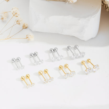 Crystal Stud Earrings with Interchangeable Backs 6mm