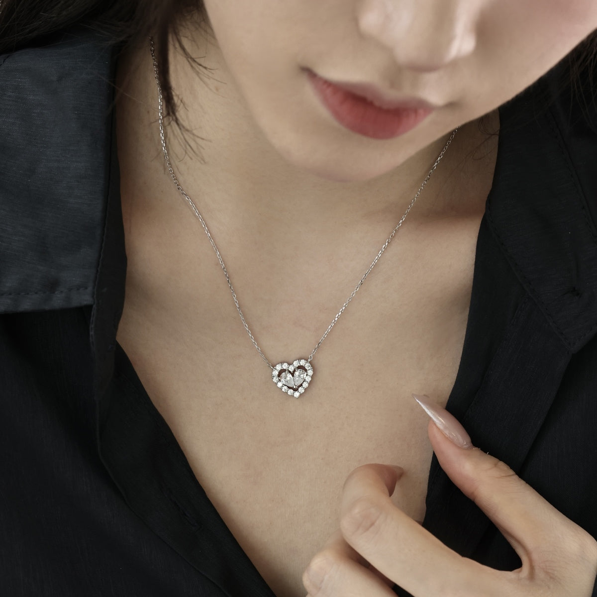 Heart-Shaped Diamond Pendant Necklace