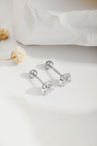 Crystal Stud Earrings with Interchangeable Backs 6mm