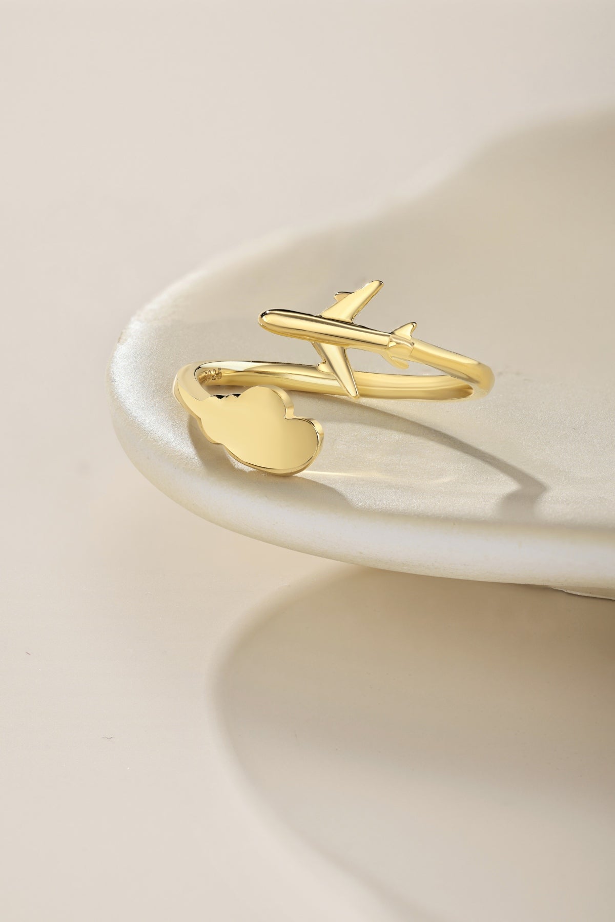 Gold-Tone Airplane Adjustable Ring