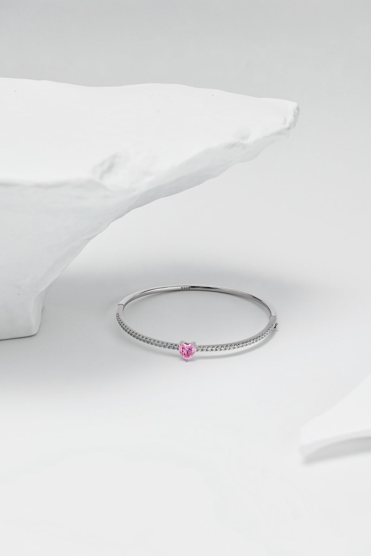 Pink Heart Bangle Bracelet