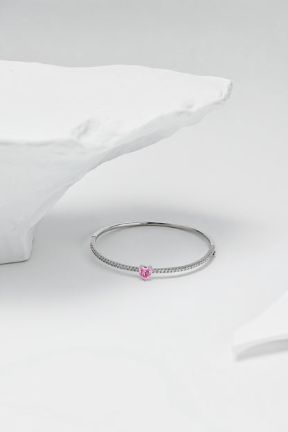 Pink Heart Bangle Bracelet