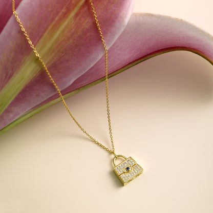 Golden Lock gemstone Necklace