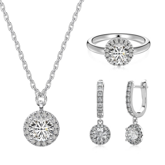 Round Halo Jewelry Set