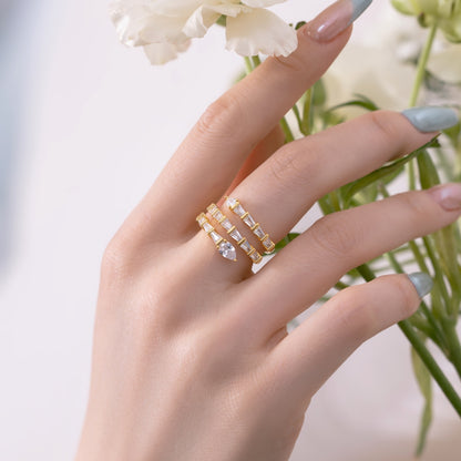 Gold Baguette-Cut Statement Ring