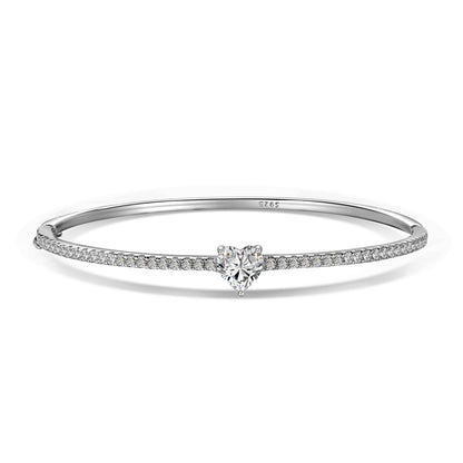 Heart Solitaire Bangle Bracelet