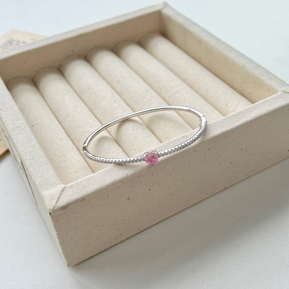 Pink Heart Bangle Bracelet