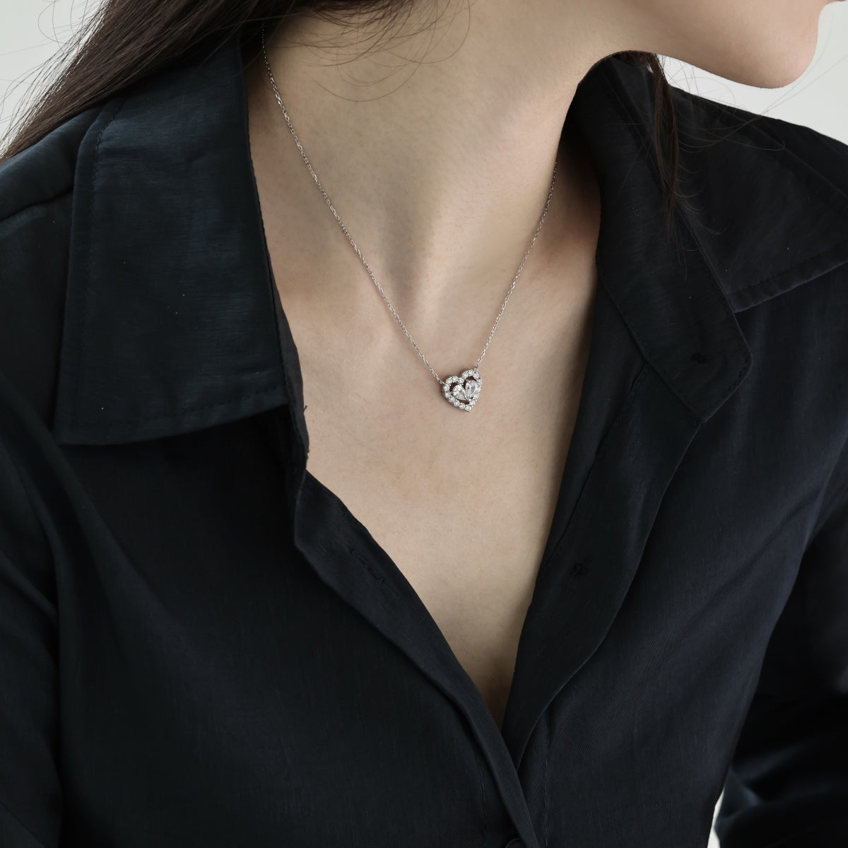 Heart-Shaped Diamond Pendant Necklace