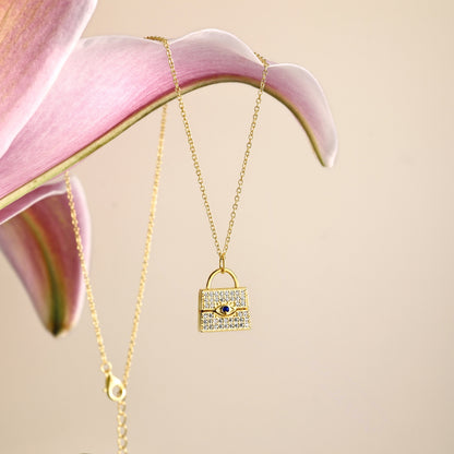 Golden Lock gemstone Necklace