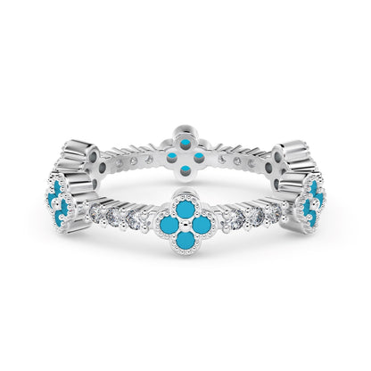 Blue Clover Eternity Ring