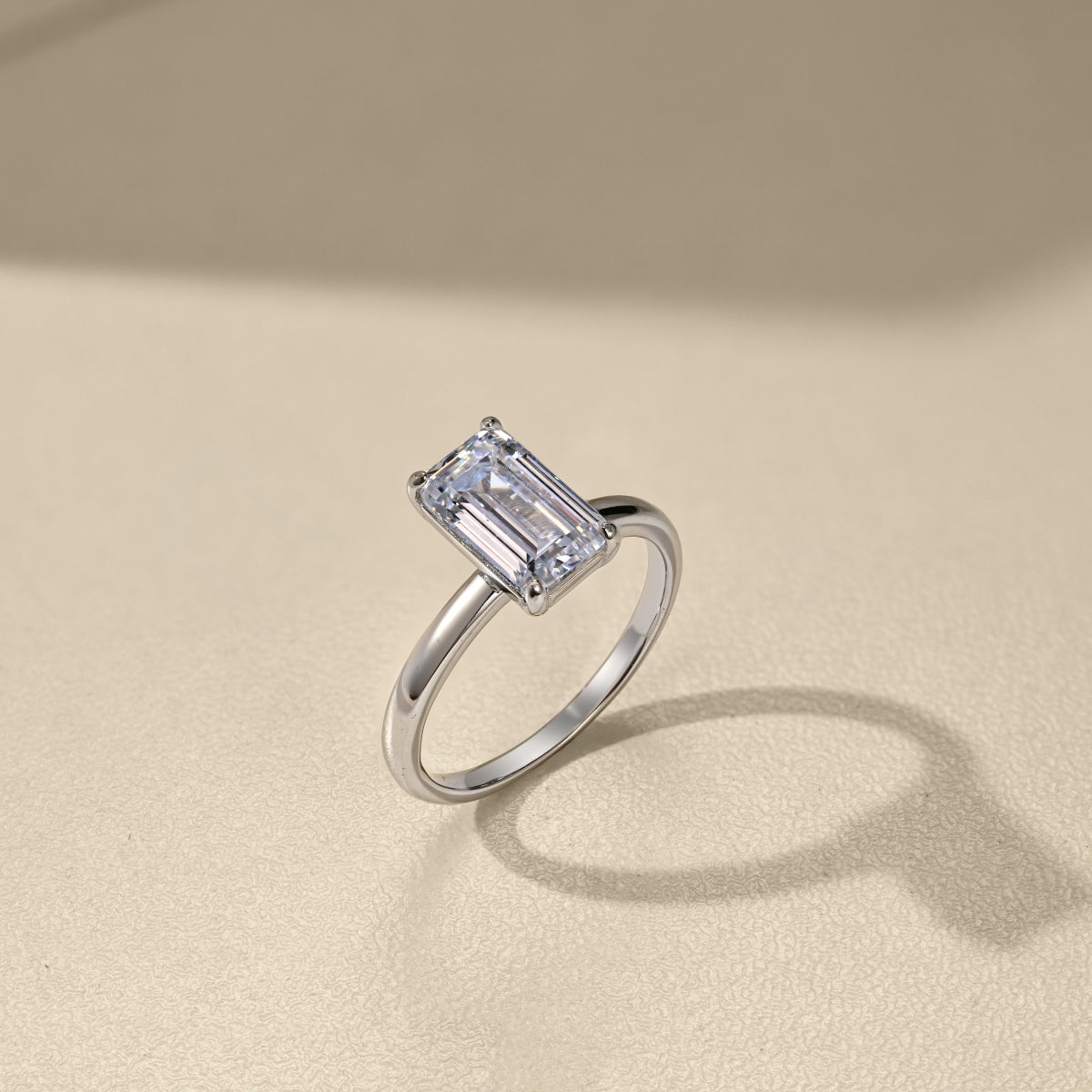 Emerald Cut Silver Ring