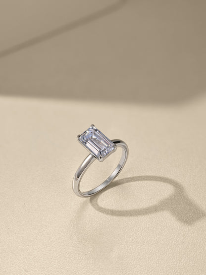 Emerald Cut Silver Ring